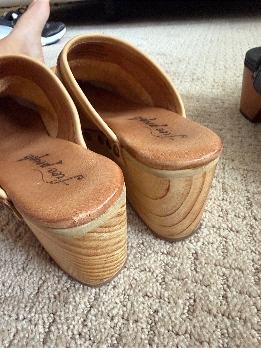 Free People Leather Buckle Clog Mules - selling 2 pair-black and tan - Picture 6 of 7